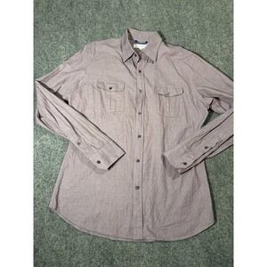 Teddy Stratford Shirt Mens Large Purple Cotton Long Sleeve Zip Front Casual